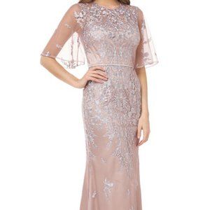 JS Collections Floral Embroidered Evening Gown